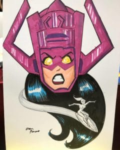 Betty and Veronica as Galactus and Silver Surfer sketch by Dan Parent from SDCC 2018